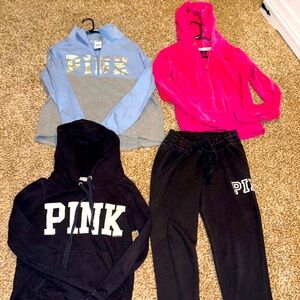 4 pc bundle PINK. Zip up jacket, hoodie, zip up sweatshirt, sweats.